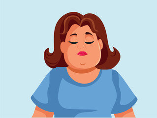 Sad Unhappy Overweight Adult Woman Vector Character. Person going trough a negative state of mine feeling depressed 