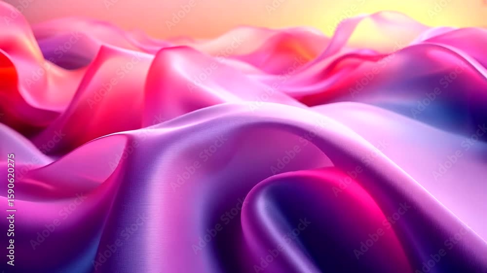 Poster vibrant abstract silk waves background animation with gradient color transitions