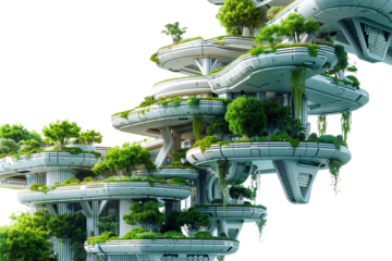 Eco Friendly Building Design isolated on transparent background