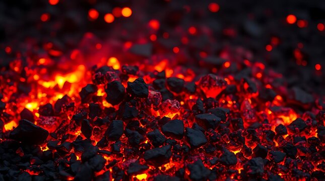 Coal burning in the coals closeup of coal.