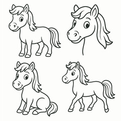 set of funny horses