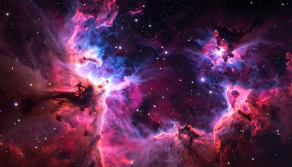 Cosmic Nebula Vibrant colors of space with galaxy, stars, and deep universe background.