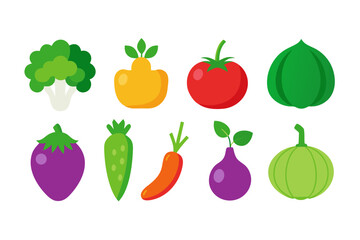 Collection of Colorful Flat Vegetable Icons