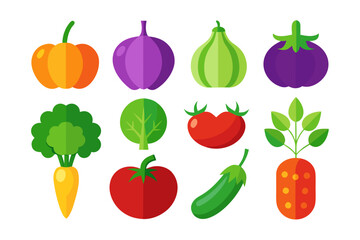 Flat Design Vegetable Icons Collection