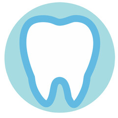 Molar healthy tooth outline icon. Human tooth silhouette, dental logo. Fit for dental clinic logo.	Blue outline with blue background.
