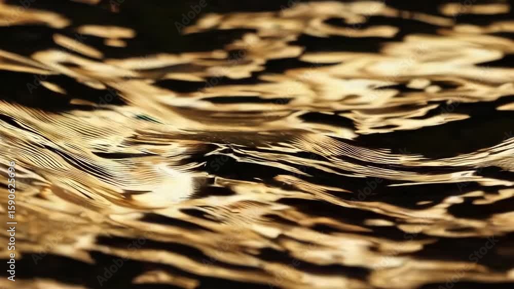 Poster golden liquid waves shimmering in dynamic flow under soft light