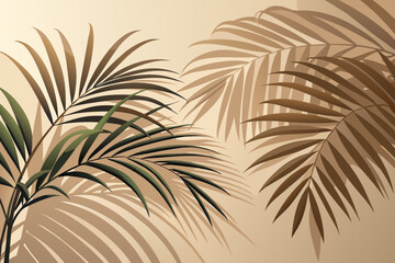 Beige Palm Leaf Pattern Background