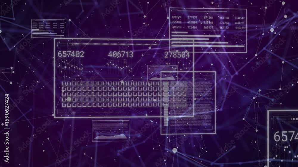 Poster single wireframe dropping causing cluster forming showing cycling numbers receding for data display