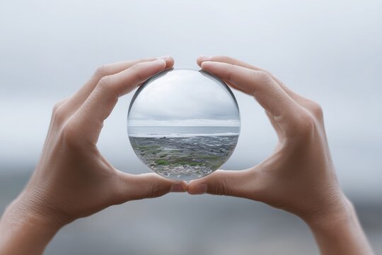 A person changes their reality by looking through a new "lens." A clear, positive, and instantly understandable metaphor for cognitive reframing, optimism, and the power of changing one's perspective