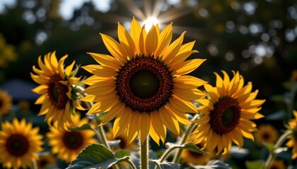 Fototapeta premium a serene scene of a sunflower field