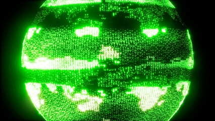 Digital Binary Earth - Global Network and Virtual Cyber World