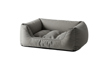 Cozy gray rectangular pet bed with cushioned interior.