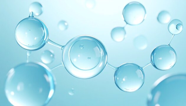 Abstract molecular structure.  Light blue spheres