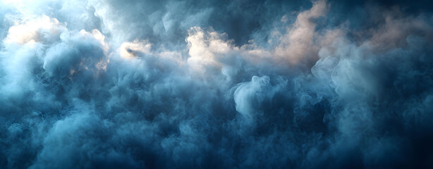 Blue sky with white clouds and sun, a dramatic summer cloudscape, perfect for weather and nature backgrounds