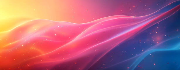 Soft pink and purple waves flow across a silky, illuminated abstract background, creating a vibrant, smooth, and textural design