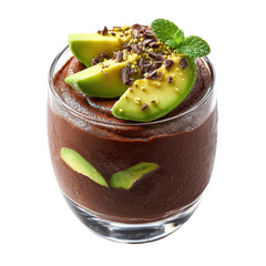Creamy Avocado Chocolate Mousse Delight on a white background.