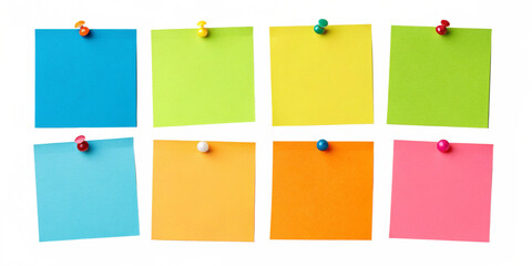 Colorful Pinned Sticky Notes PNG Set &ndash; Transparent Background, Office and School Stationery Bundle
Vibrant Sticky Note Collection &ndash; Isolated Transparent PNG for Planning, Reminder, Office Use