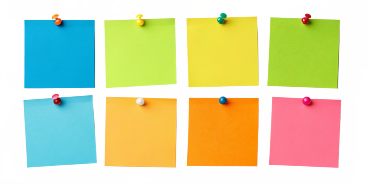 Colorful Pinned Sticky Notes PNG Set – Transparent Background, Office and School Stationery Bundle
Vibrant Sticky Note Collection – Isolated Transparent PNG for Planning, Reminder, Office Use