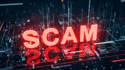 Digital display warning of online scam fraud technology based fraud prevention - Powered by Adobe