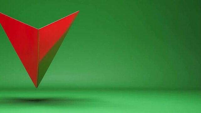 Vibrant Red Arrow Shaped Object on Green Background for Design Use with ai generated