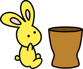 절구 노란 달 토끼