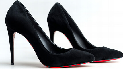Elegant black high heel shoes showcased on a light background, highlighting their sleek design and stylish appeal for formal occasions
