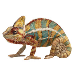 Obraz premium Vibrant Chameleon in Detail Isolated on Transparent Background