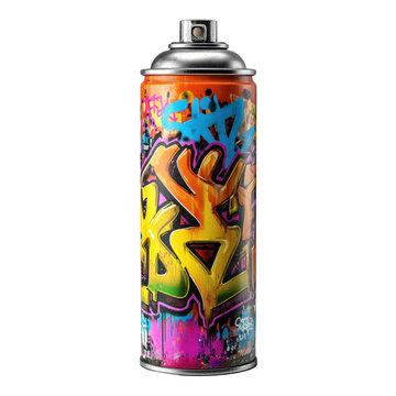 Vibrant Graffiti Spray Can Art Isolated on Transparent Background