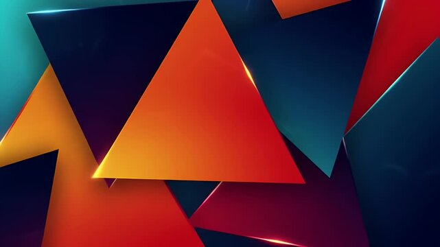 Dynamic Geometric Background with Overlapping Triangles in Blue Red And Orange Colors with Angular Structure