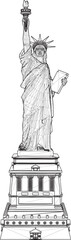 Vector sketch illustration of silhouette design of famous statue in America as a symbol of freedom