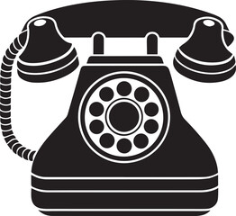 black retro telephone vector, telephone icon, telephone silhouette vector black and white