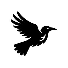 Fototapeta premium Black crow cartoon vector with black shadow