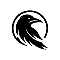 Fototapeta premium Black crow cartoon vector with black shadow