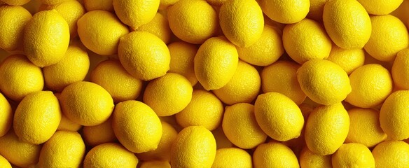Many ripe yellow lemons are creating a vibrant and textured pattern, filling the frame from top to bottom