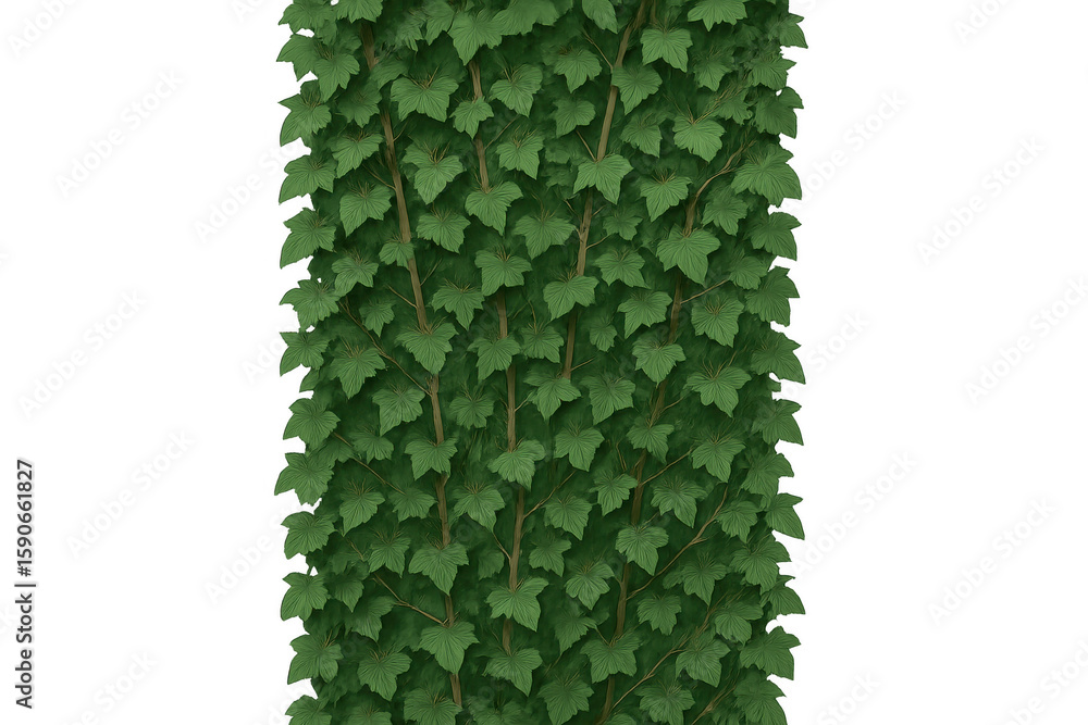 Poster vertical seamless ivy leaf pattern forming verdant green botanical backdrop, offering transparent ov