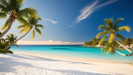 Fototapeta premium Tropical beaches with clear blue skies