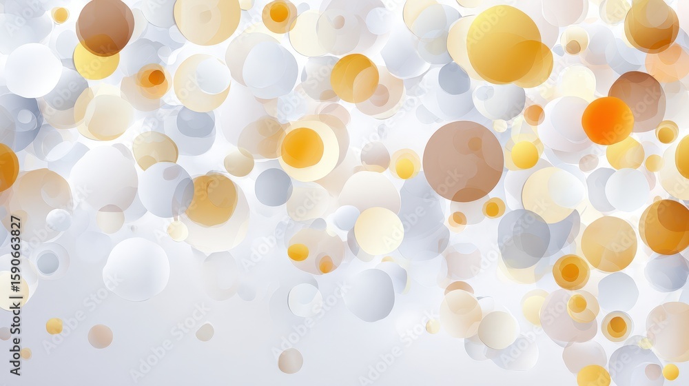 Aufkleber abstract background with overlapping translucent circles in shades of white, beige, and orange, crea