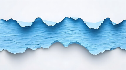 Obraz premium A torn piece of light blue paper on a white background.