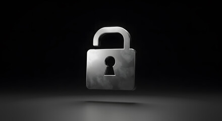 Unlocked: Security Concept in Silver on Dark Background