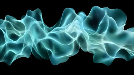 Fototapeta premium Abstract image of teal blue and black flowing smoke or energy.