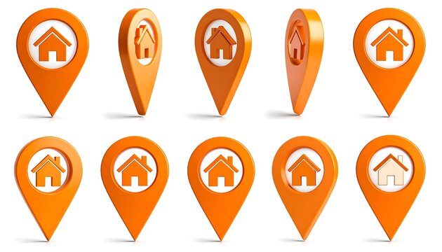 Orange house location markers