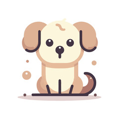 Happy cartoon puppy playing with toy