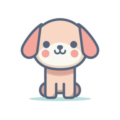 Cartoon dog happily chewing a bone in a fun and cute illustration style