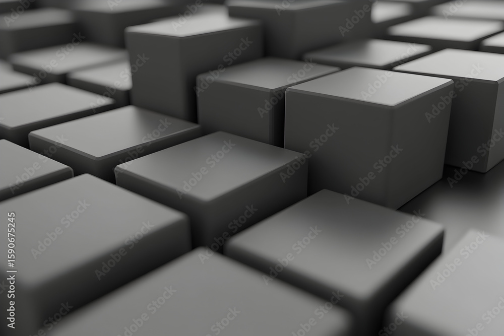 Aufkleber many gray cubes arranged in a staggered pattern on a white surface.