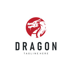 dragon logo design silhouette mythical animal legend with vintage concept old minimalist simple templet