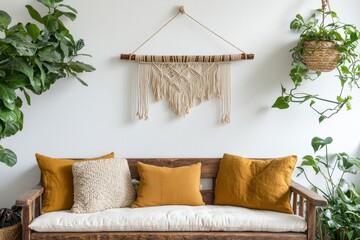 Bohemian Charm: Handmade Macrame Wall Hanging in Earthy Tones for Eco-Conscious Living Room Decor