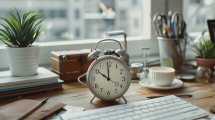 Focus and Productivity Concept - Timer Set to 25 Minutes on a Tidy Desk for Pomodoro Technique