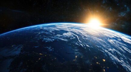 Obraz premium Earth rising, sunrise view