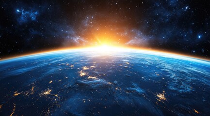 Earth rising, sunrise over continents (1)