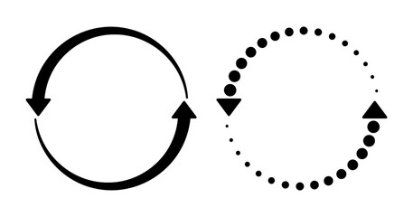 Circular Arrow Icon Set – Refresh, Sync, Loop, Minimalist Design. Symbol of reload, refresh, loading, recycle and repeat.